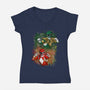 Green Vs Red-womens v-neck tee-nickzzarto
