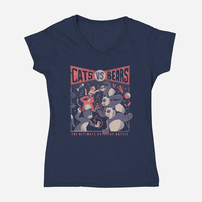 Cats Vs Bears-womens v-neck tee-tobefonseca