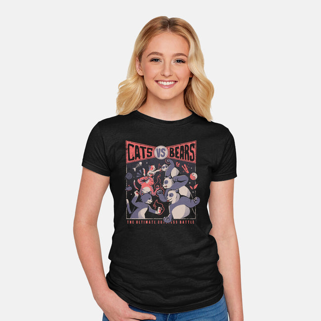 Cats Vs Bears-womens fitted tee-tobefonseca