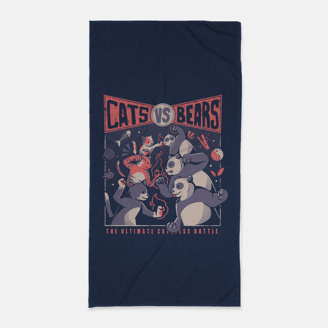 Cats Vs Bears-none beach towel-tobefonseca