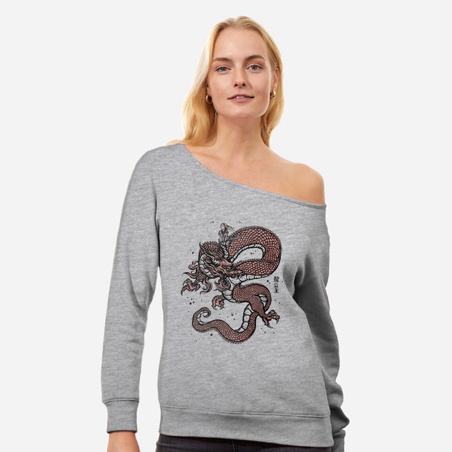Princess Of Dragons-womens off shoulder sweatshirt-kg07