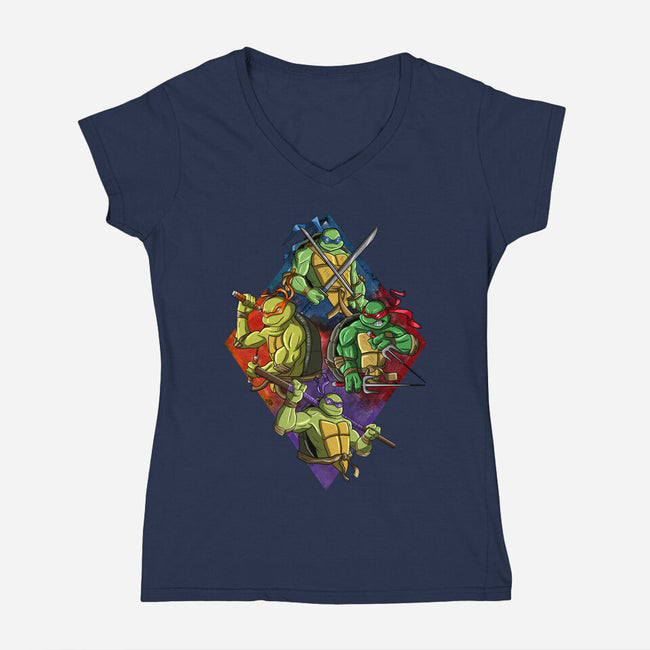 The Turtle Brothers-womens v-neck tee-nickzzarto