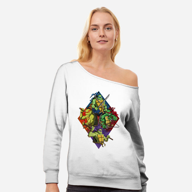 The Turtle Brothers-womens off shoulder sweatshirt-nickzzarto