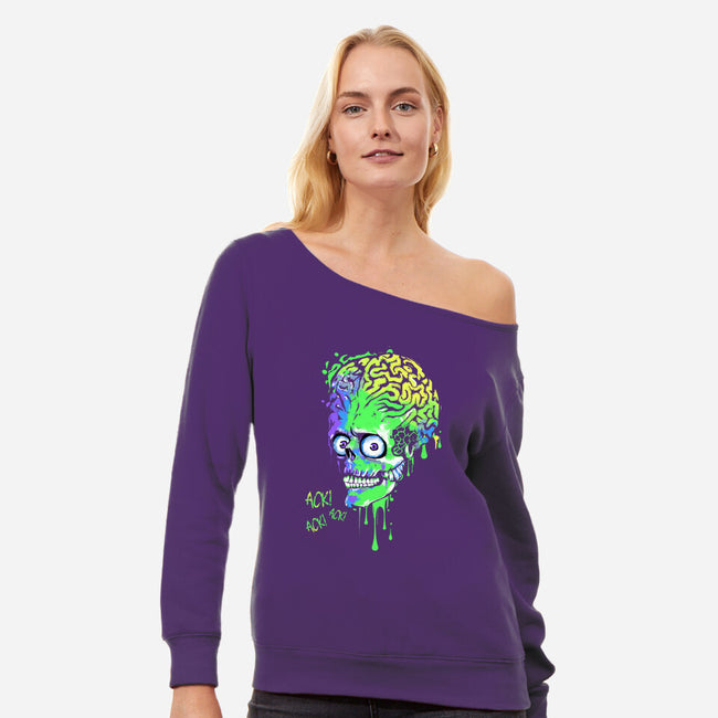 Colorful Martian-womens off shoulder sweatshirt-IKILO