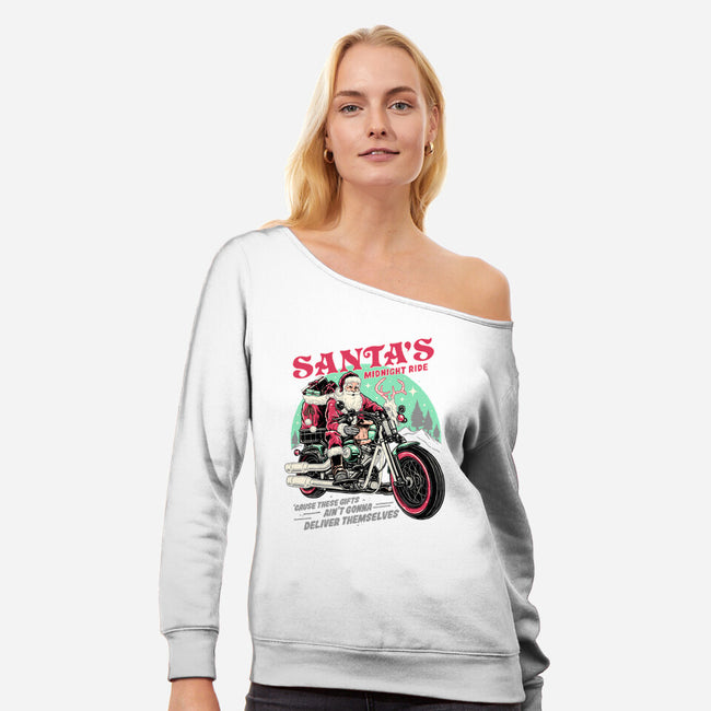 Santa's Midnight Ride-womens off shoulder sweatshirt-momma_gorilla
