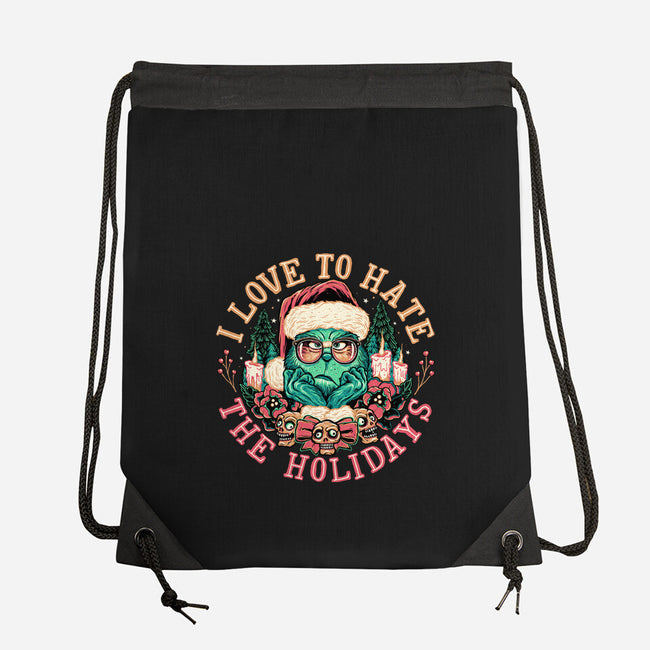 Love To Hate The Holidays-none drawstring bag-momma_gorilla