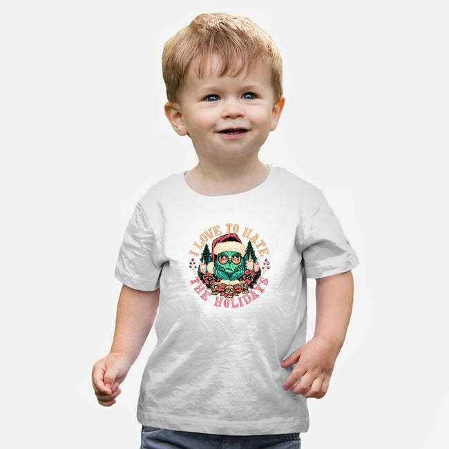 Love To Hate The Holidays-baby basic tee-momma_gorilla