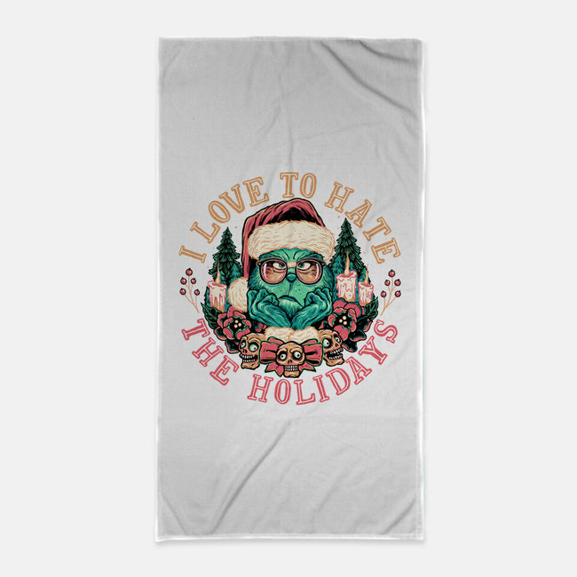 Love To Hate The Holidays-none beach towel-momma_gorilla