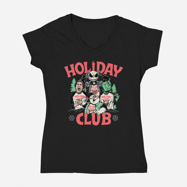 Holiday Club-womens v-neck tee-momma_gorilla
