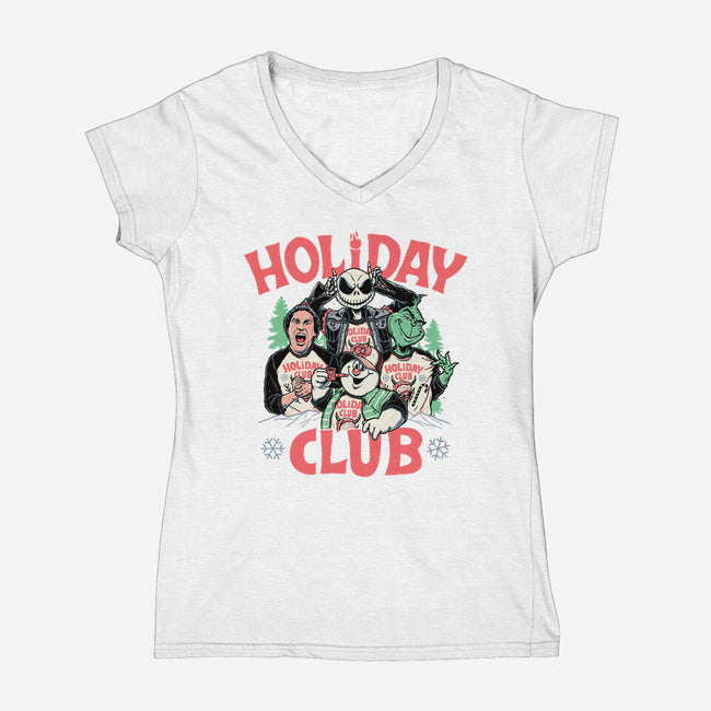 Holiday Club-womens v-neck tee-momma_gorilla