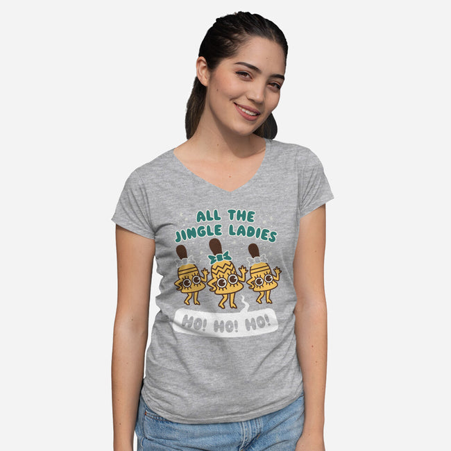 All The Jingle Ladies-womens v-neck tee-Weird & Punderful