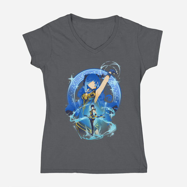 Valley Orchid Yelan-womens v-neck tee-hypertwenty