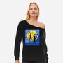 Strange Time-womens off shoulder sweatshirt-Plastic Dino