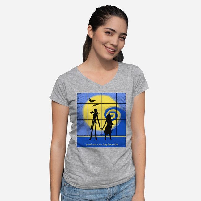 Strange Time-womens v-neck tee-Plastic Dino