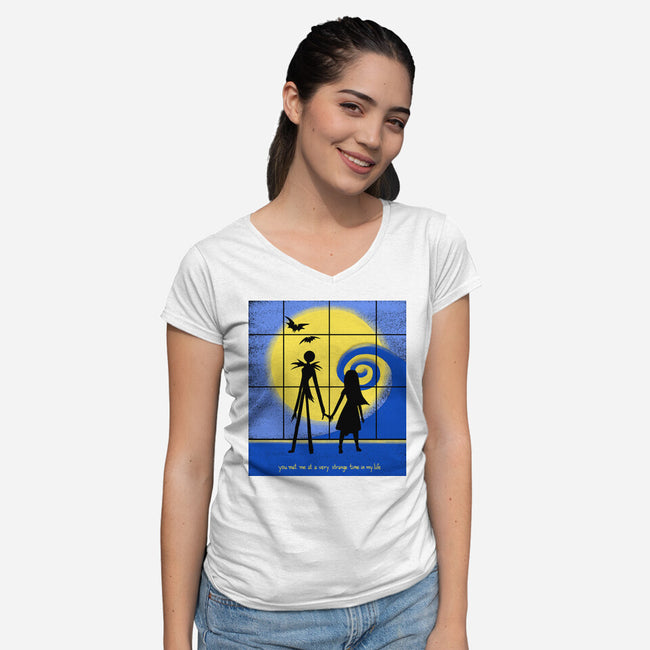 Strange Time-womens v-neck tee-Plastic Dino