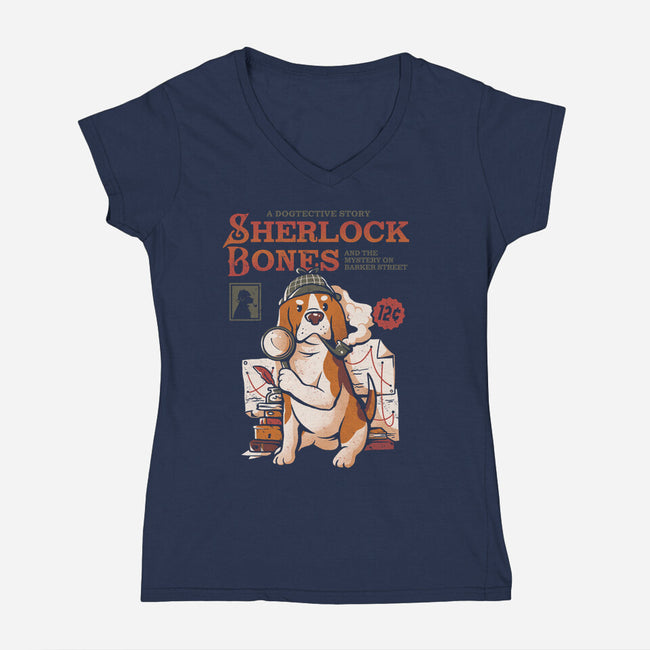 Sherlock Bones-womens v-neck tee-eduely
