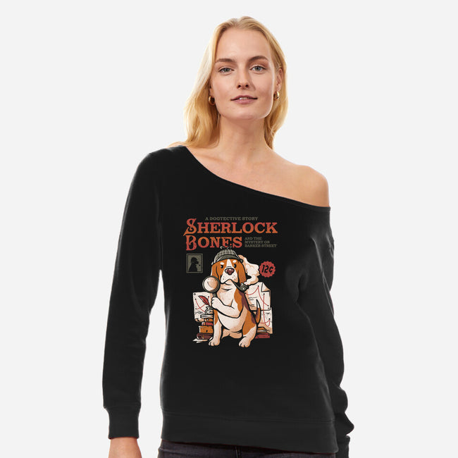 Sherlock Bones-womens off shoulder sweatshirt-eduely