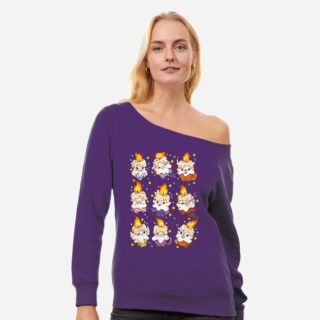 Animal Candle-womens off shoulder sweatshirt-Vallina84