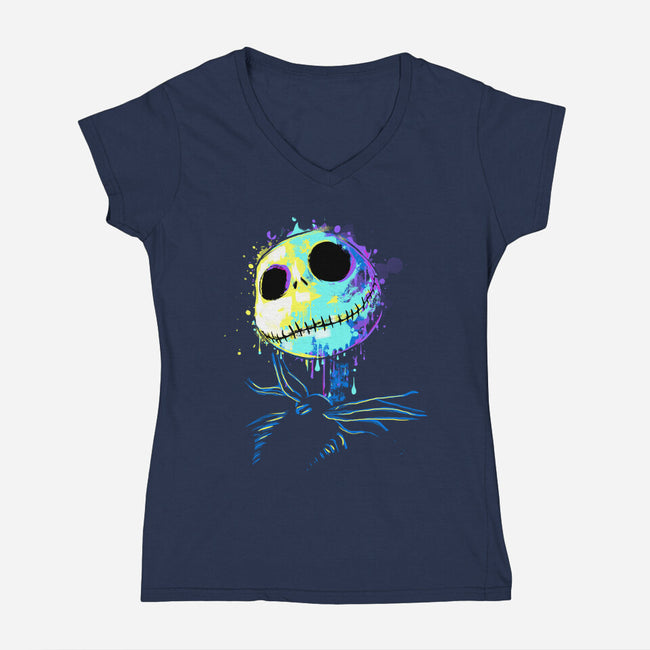 Colorful Skeleton-womens v-neck tee-IKILO