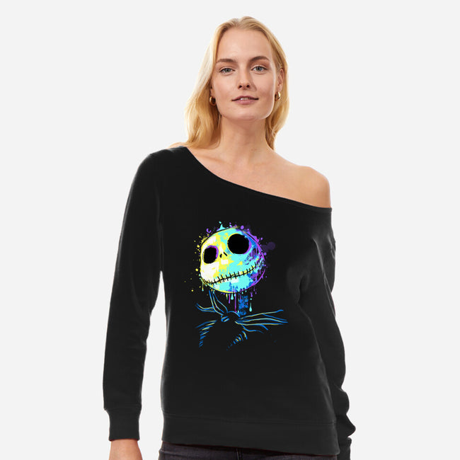 Colorful Skeleton-womens off shoulder sweatshirt-IKILO