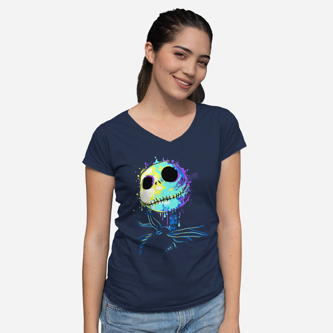 Colorful Skeleton-womens v-neck tee-IKILO