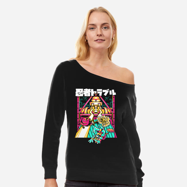 Ninja Trouble-womens off shoulder sweatshirt-estudiofitas