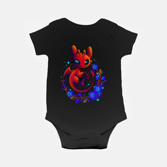 Dragon Flowers-baby basic onesie-erion_designs