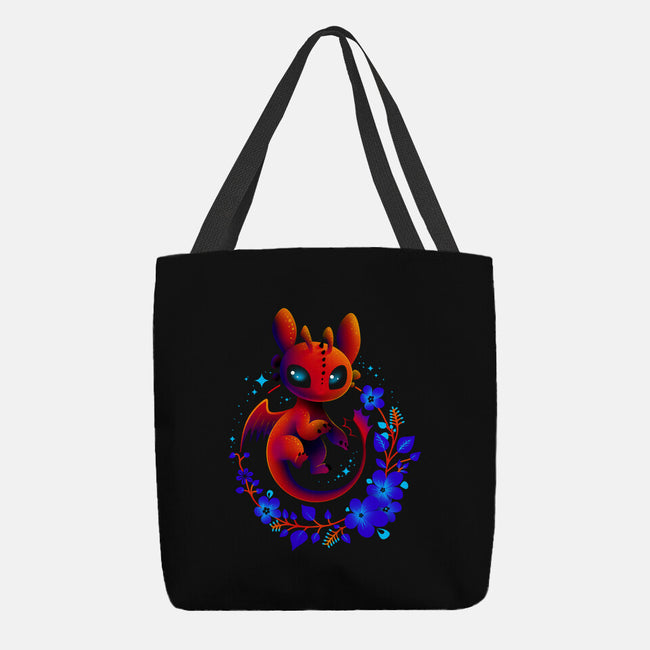 Dragon Flowers-none basic tote bag-erion_designs