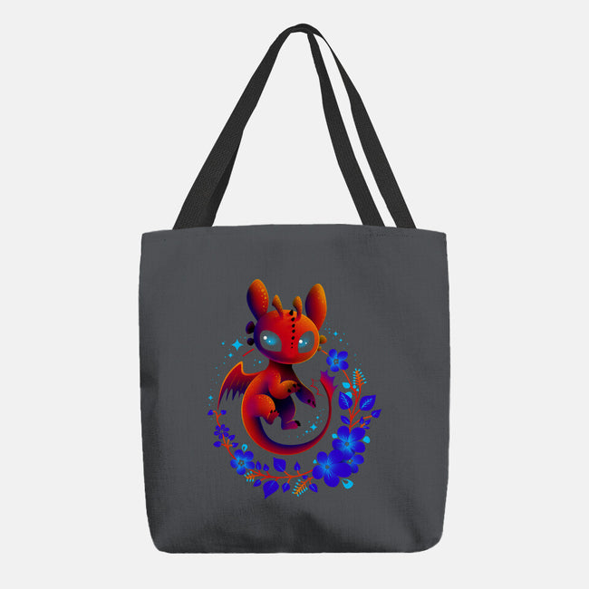 Dragon Flowers-none basic tote bag-erion_designs