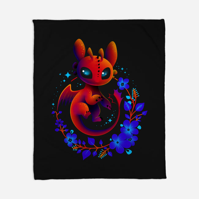 Dragon Flowers-none fleece blanket-erion_designs