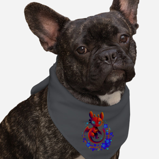 Dragon Flowers-dog bandana pet collar-erion_designs
