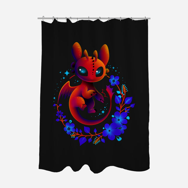 Dragon Flowers-none polyester shower curtain-erion_designs