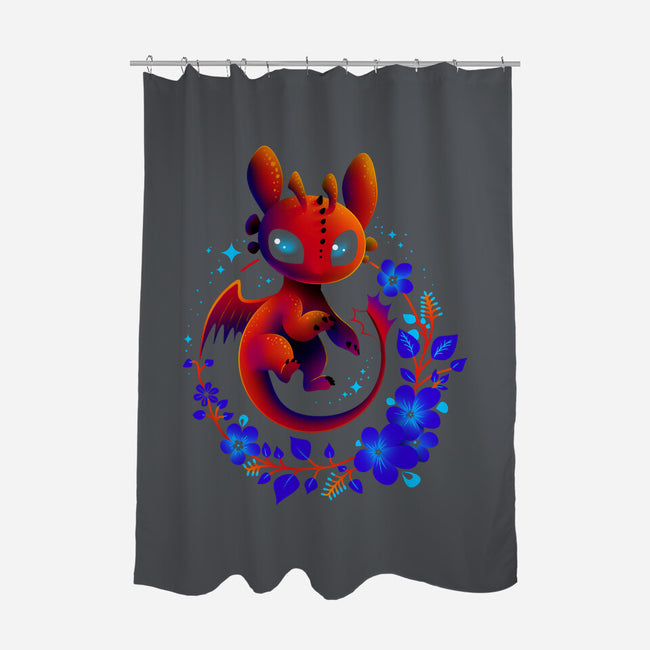 Dragon Flowers-none polyester shower curtain-erion_designs