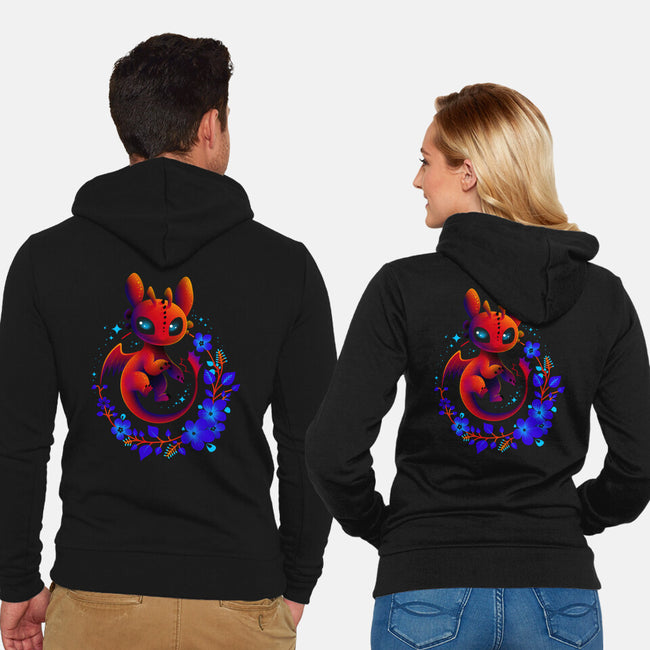 Dragon Flowers-unisex zip-up sweatshirt-erion_designs