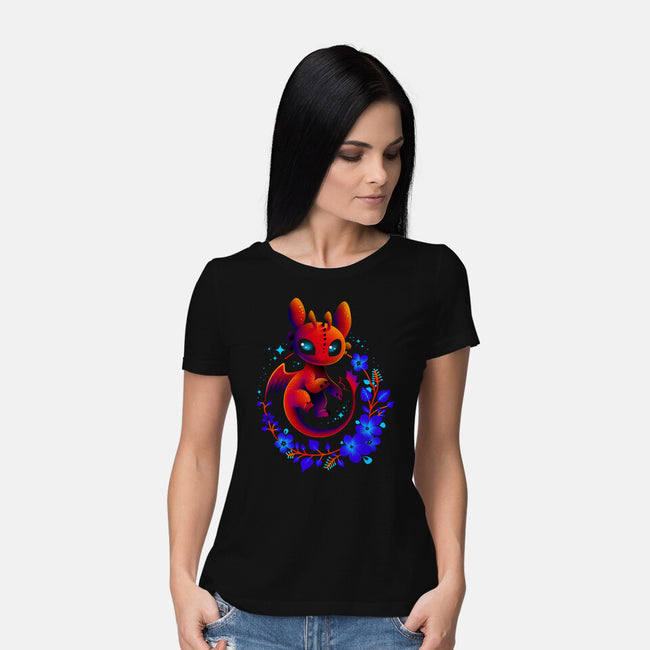 Dragon Flowers-womens basic tee-erion_designs