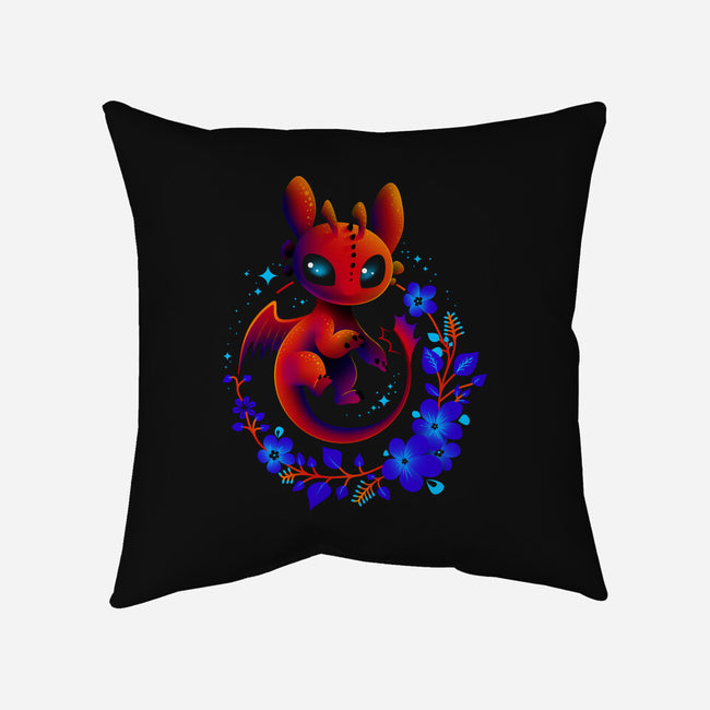 Dragon Flowers-none removable cover throw pillow-erion_designs