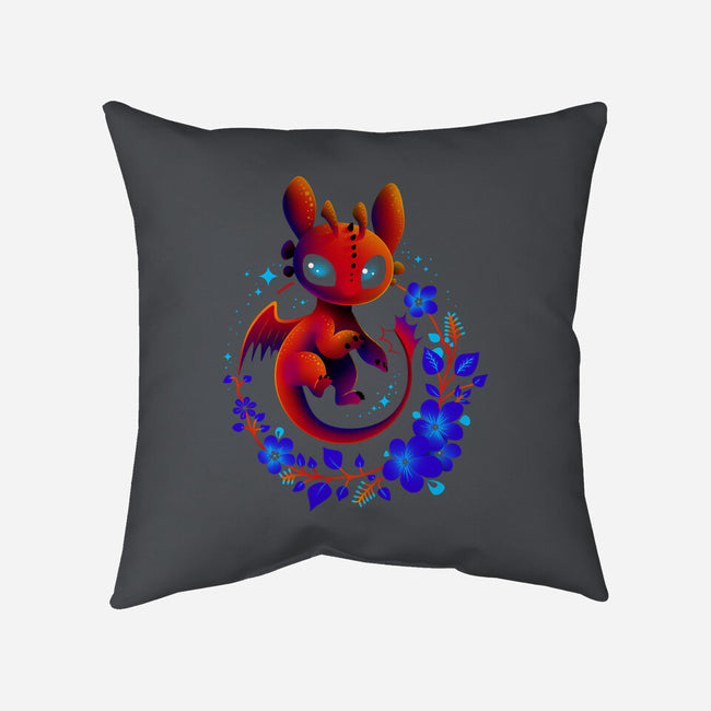 Dragon Flowers-none removable cover throw pillow-erion_designs