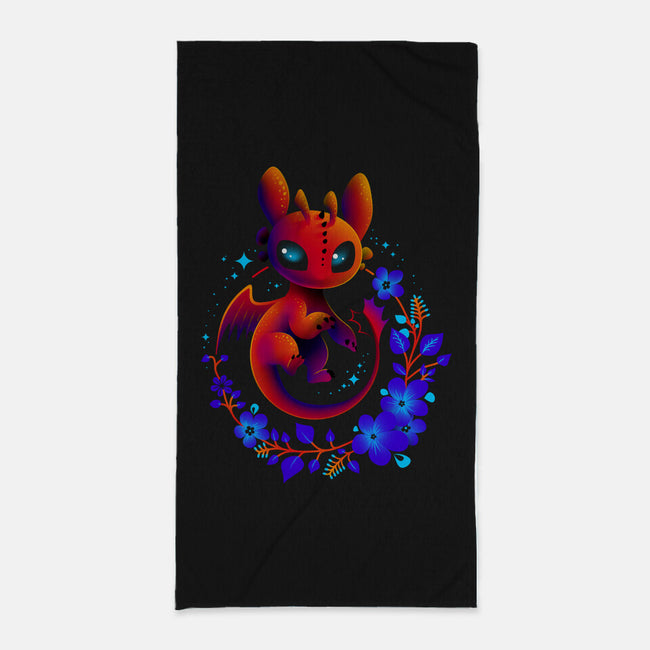 Dragon Flowers-none beach towel-erion_designs