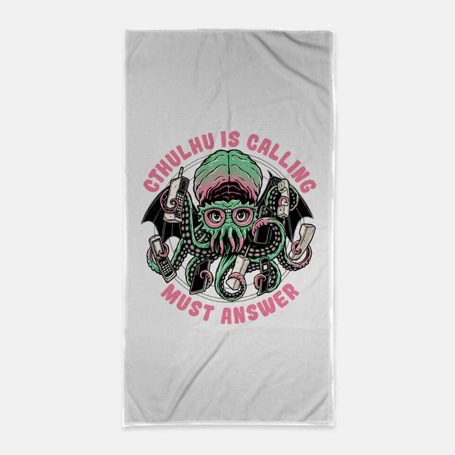 Cthulhu Is Calling-none beach towel-momma_gorilla