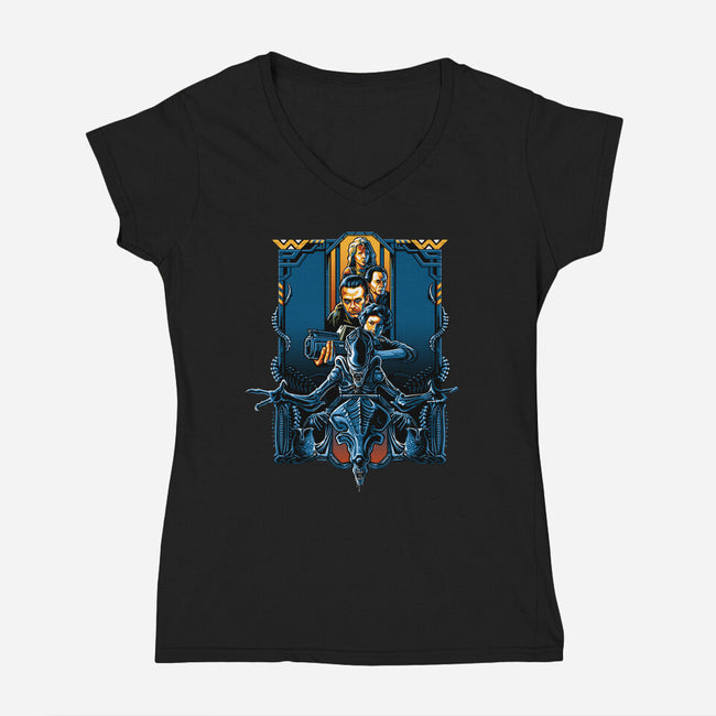 Enter The Aliens-womens v-neck tee-daobiwan