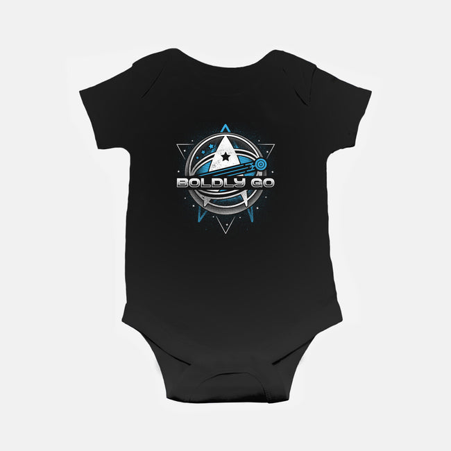 Boldly Into Space-baby basic onesie-Logozaste