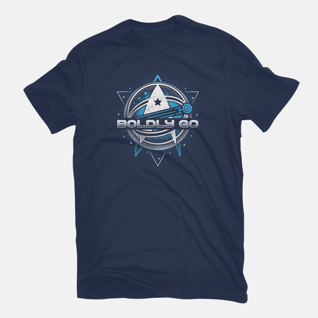 Boldly Into Space-womens fitted tee-Logozaste