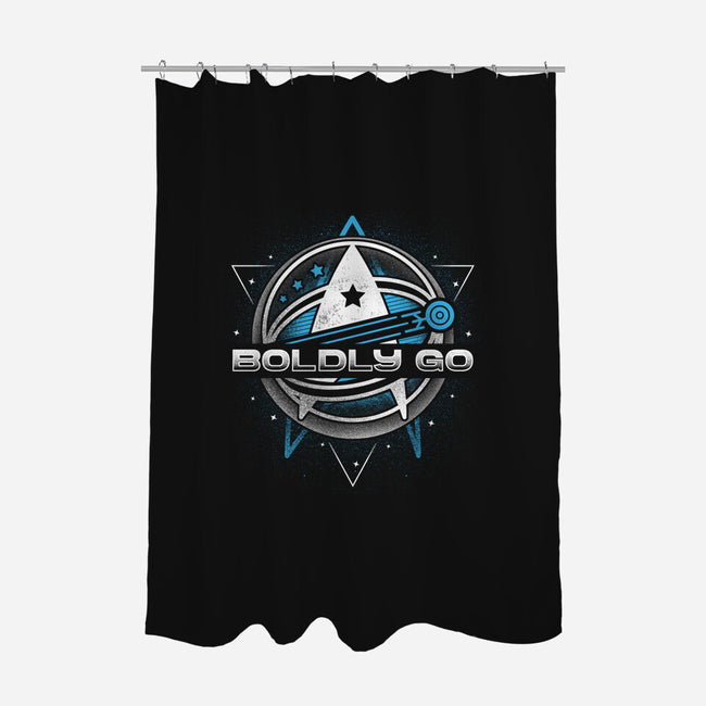 Boldly Into Space-none polyester shower curtain-Logozaste