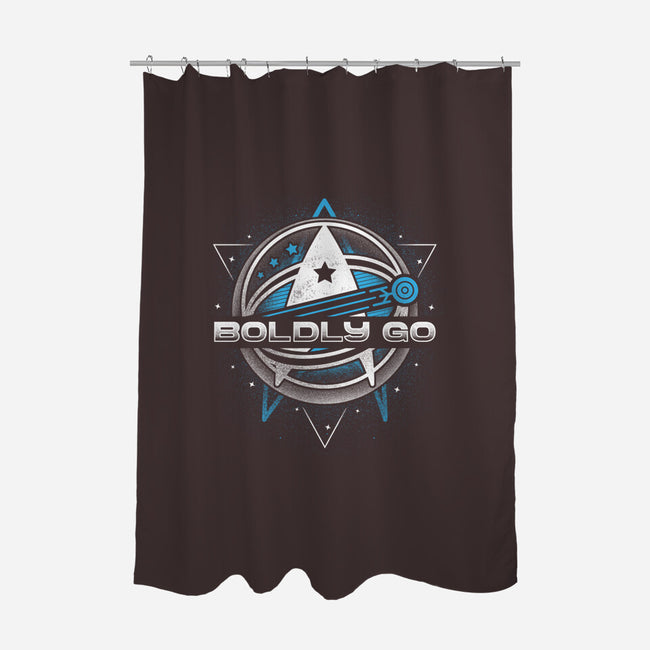 Boldly Into Space-none polyester shower curtain-Logozaste