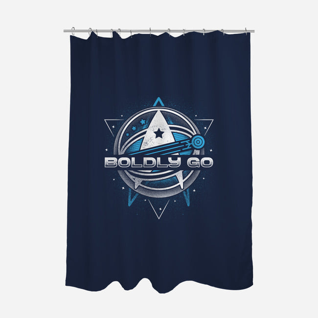 Boldly Into Space-none polyester shower curtain-Logozaste