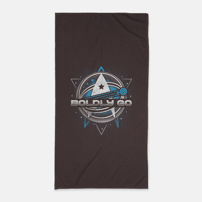 Boldly Into Space-none beach towel-Logozaste