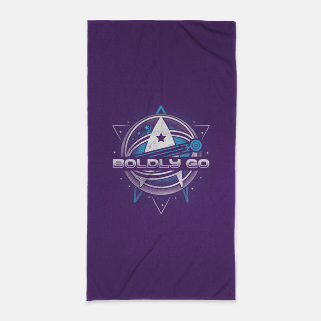 Boldly Into Space-none beach towel-Logozaste