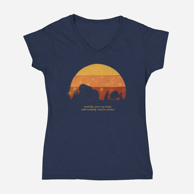 Nobody Walks Alone-womens v-neck tee-zawitees