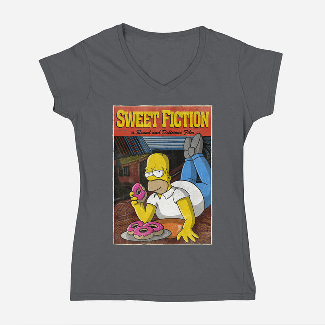 Sweet Fiction-womens v-neck tee-NMdesign