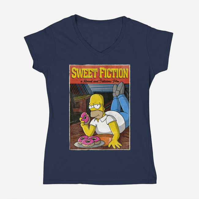 Sweet Fiction-womens v-neck tee-NMdesign